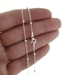 Cadena plata ley 925m lisa 40cm. combinada bolitas 0.25mm. [AB0361]