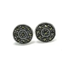 Pendientes plata ley 925m piedras marquesitas redondo [AA8864]