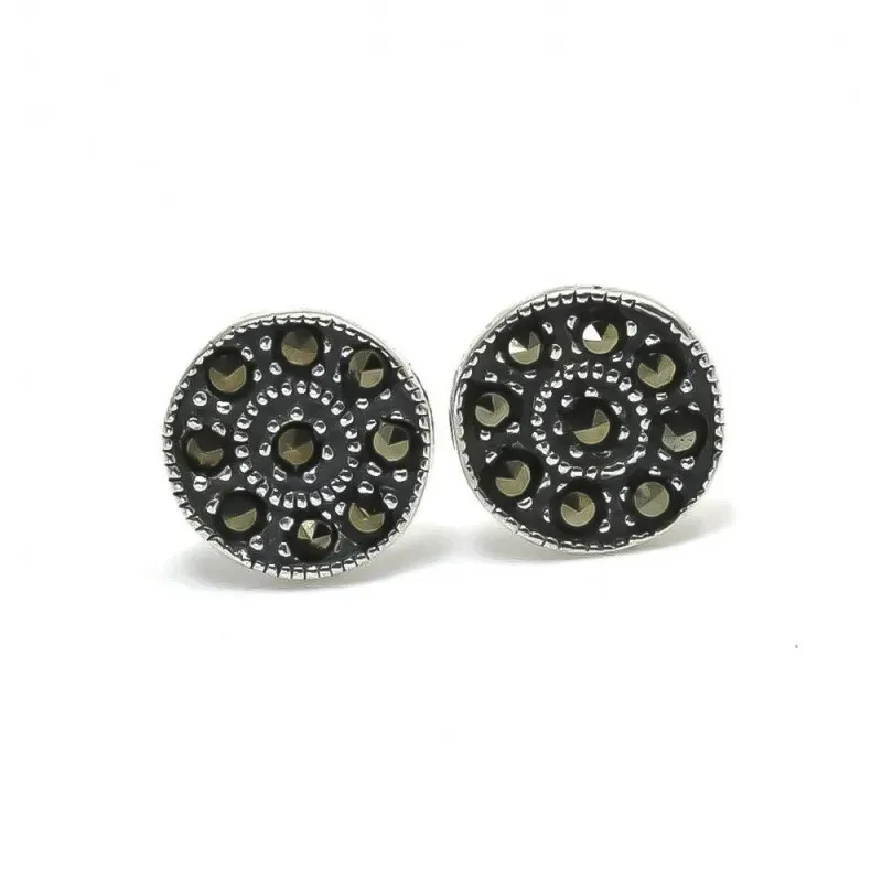 Pendientes plata ley 925m piedras marquesitas redondo [AA8864]