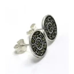 Pendientes plata ley 925m piedras marquesitas redondo [AA8864]