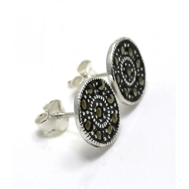 Pendientes plata ley 925m piedras marquesitas redondo [AA8864]