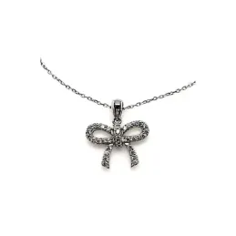 Juego plata Ley 925m lazo rodiado piedras circonitas blancas [AB0849]
