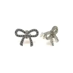 Juego plata Ley 925m lazo rodiado piedras circonitas blancas [AB0849]