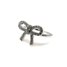 Juego plata Ley 925m lazo rodiado piedras circonitas blancas [AB0849]