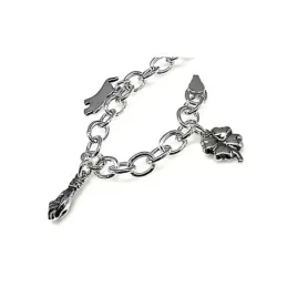 Pulsera plata Ley 925m fetiches 19.5cm. motivos suerte [AB0969]