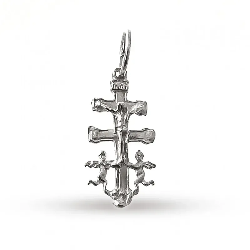 Cruz crucifijo plata Ley 925m Caravaca 20mm. [AB1134]