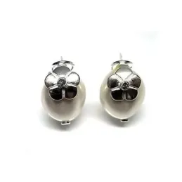 Pendientes plata Ley 925m flor perla shell [AB1339]