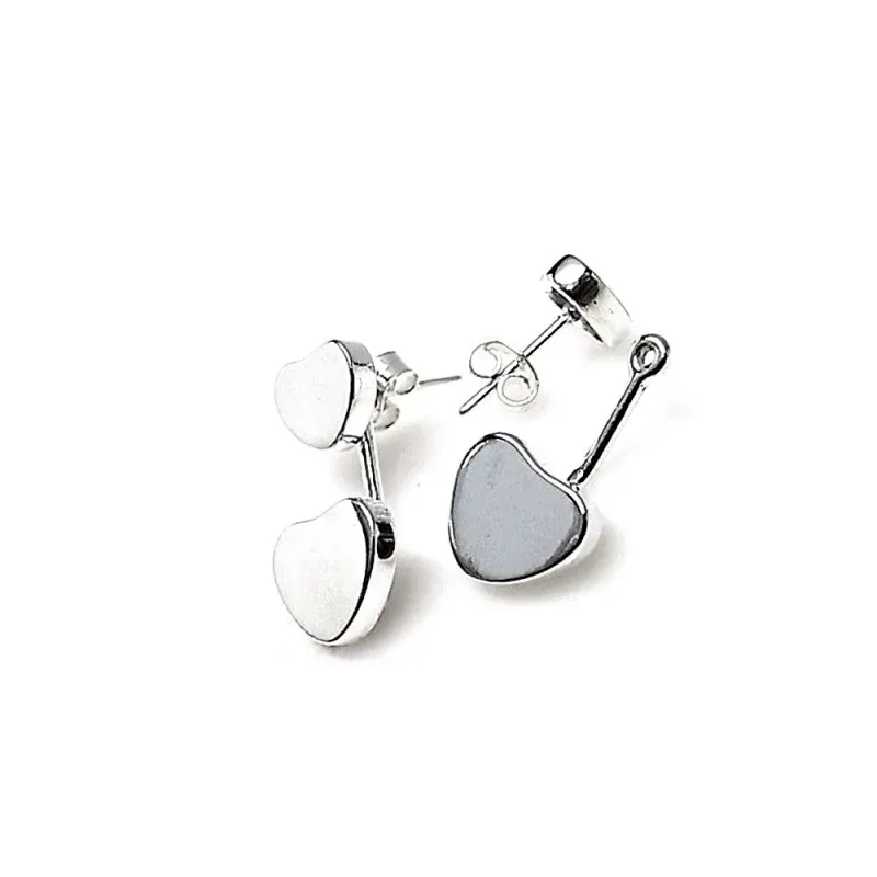 Pendientes plata Ley 925m ear jacket corazones [AB1498]