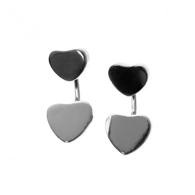 Pendientes plata Ley 925m ear jacket corazones [AB1498]