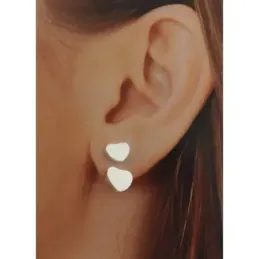 Pendientes plata Ley 925m ear jacket corazones [AB1498]