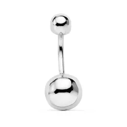 Piercing oro blanco 18k ombligo bola 8mm. [AB2305]