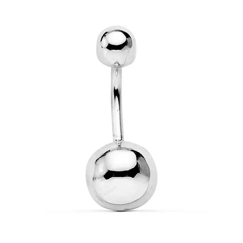 Piercing oro blanco 18k ombligo bola 8mm. [AB2305]