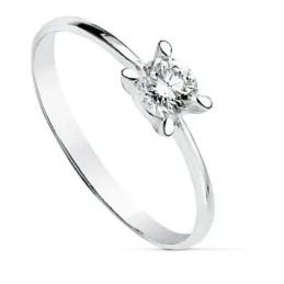 Solitario oro blanco 18k  circonita 2mm. garras [AB2315]