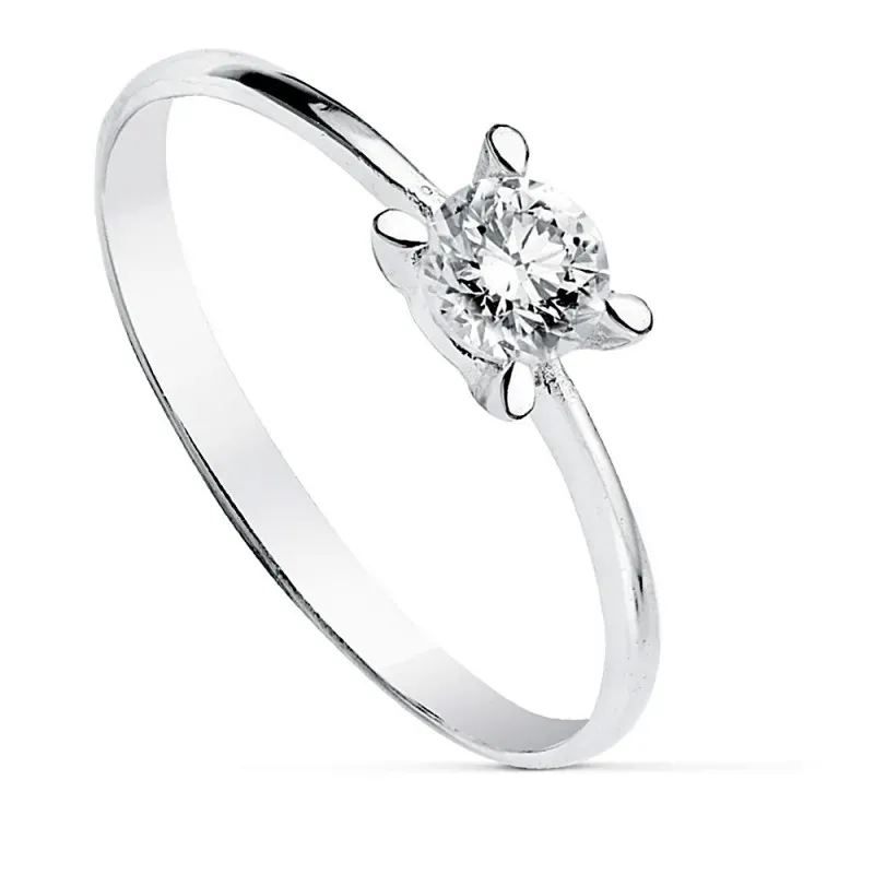 Solitario oro blanco 18k  circonita 2mm. garras [AB2315]