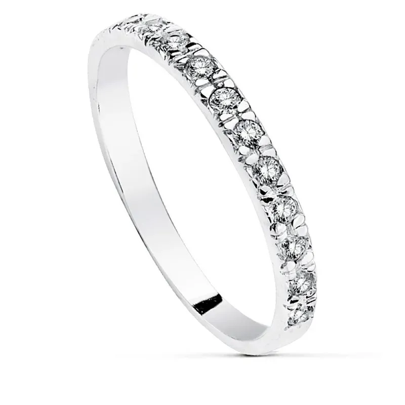 Sortija oro blanco 18k fila circonitas 2mm. [AB2443]