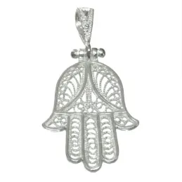 Colgante plata ley 925m mano Fátima filigrana 24mm [AB2778]