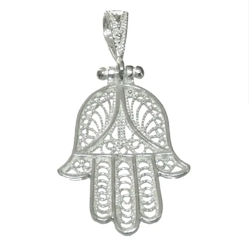 Colgante plata ley 925m mano Fátima filigrana 24mm [AB2778]