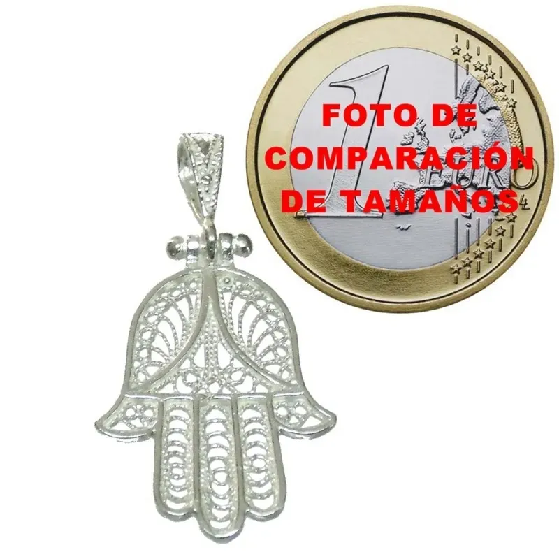 Colgante plata ley 925m mano Fátima filigrana 24mm [AB2778]