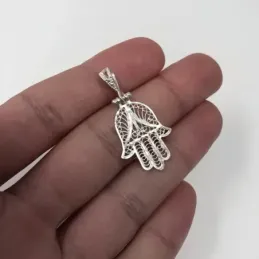Colgante plata ley 925m mano Fátima filigrana 24mm [AB2778]