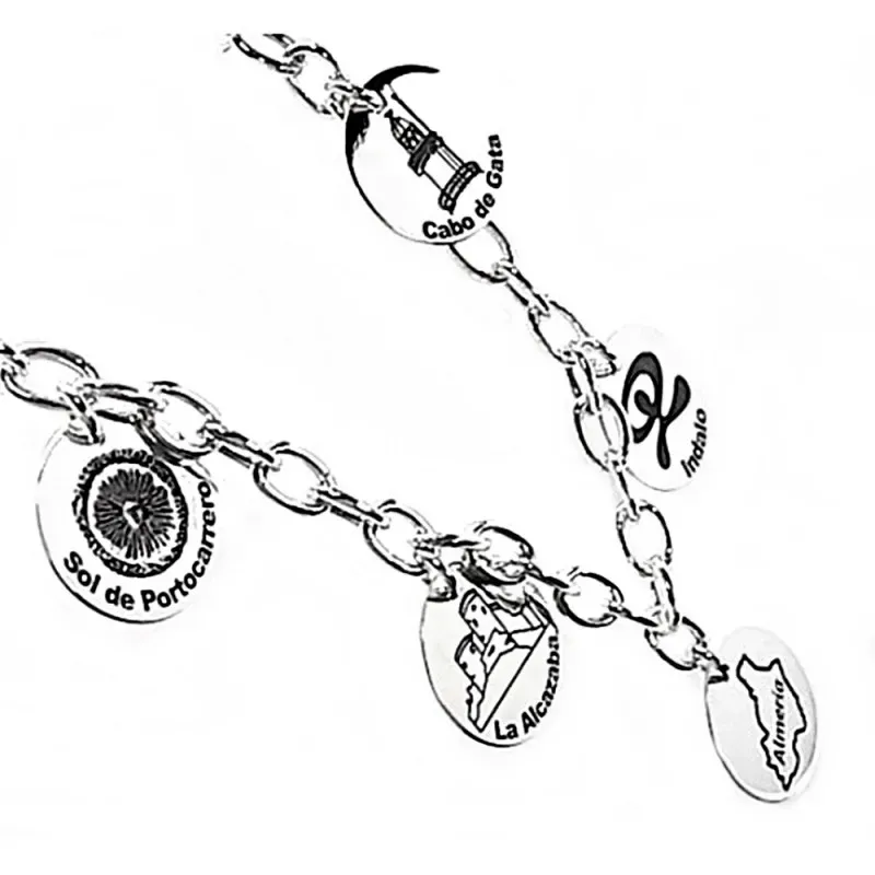 Pulsera plata ley 925m 19cm. discos 15mm. motivos Almería [AB2694]