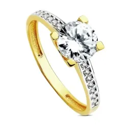 Solitario oro 18k bicolor circonita [AB3046]