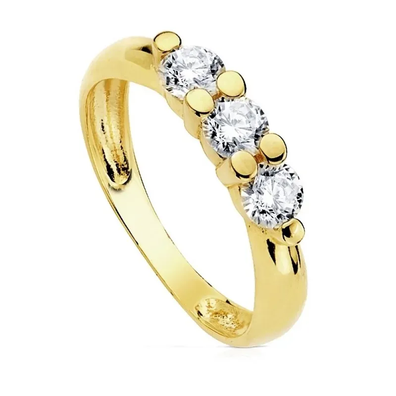 Solitario oro 18k 3 circonitas [AB3075]