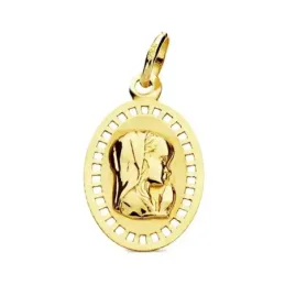 Medalla oro 9k Virgen Niña marco ovalado 19mm. [AB3221]