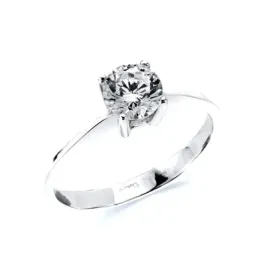 Sortija oro blanco 18k motivo garras circonita 5mm. [AB3306]