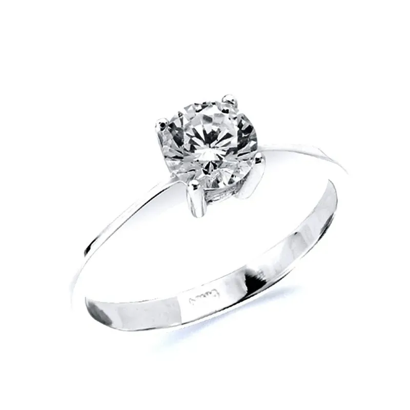 Sortija oro blanco 18k motivo garras circonita 5mm. [AB3306]