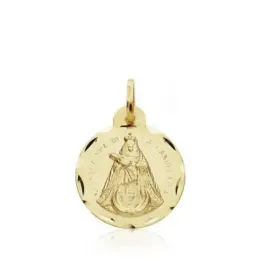 Medalla oro 18k escapulario Laguna y Candelaria 16mm.  [AB3352]