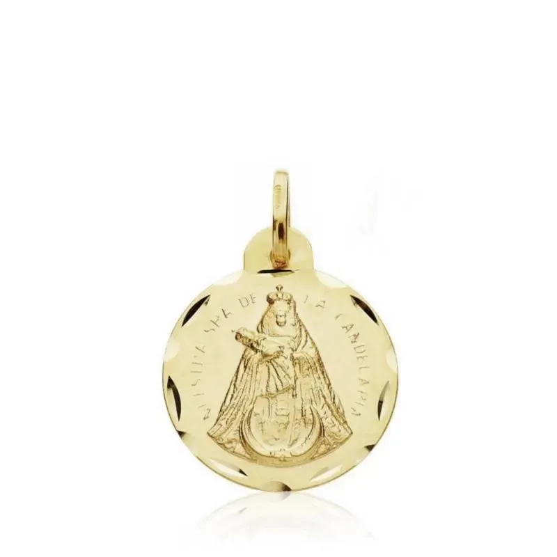Medalla oro 18k escapulario Laguna y Candelaria 16mm.  [AB3352]