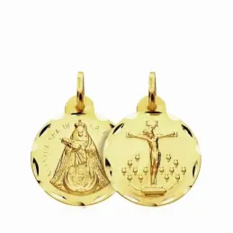 Medalla oro 18k escapulario Laguna y Candelaria 16mm.  [AB3352]