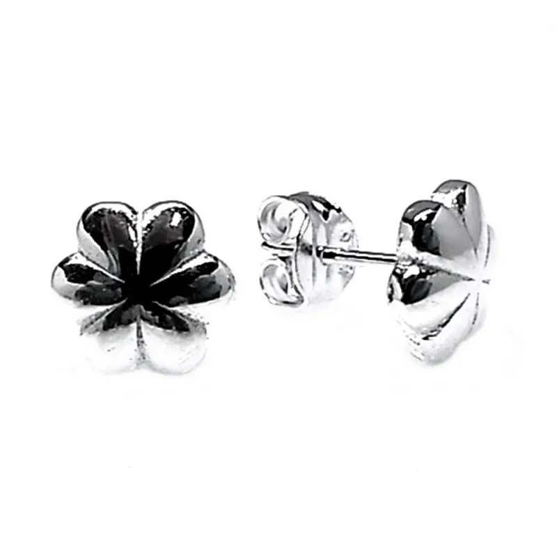 Pendientes plata Ley 925m flor lisa 8mm. [AB3553]