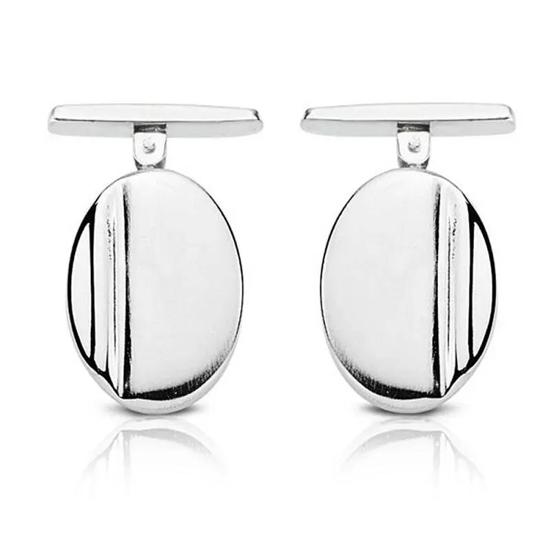 Gemelos oro blanco 18k oval 18mm. [AB4201]