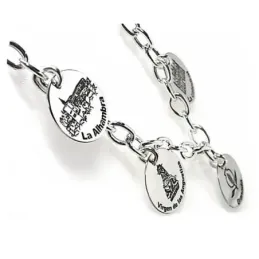 Pulsera plata Ley 925m asas motivos discos 15 mm. Granada [AB4302]