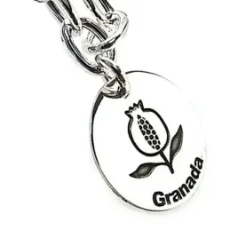 Pulsera plata Ley 925m asas motivos discos 15 mm. Granada [AB4302]