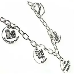 Pulsera plata Ley 925m Badajoz asas motivos discos 15 mm. [AB4308]