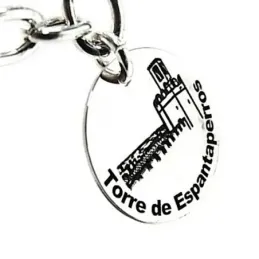 Pulsera plata Ley 925m Badajoz asas motivos discos 15 mm. [AB4308]