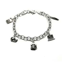 Pulsera plata Ley 925m asas fetiches dependienta colgando [AB4309]
