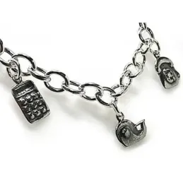 Pulsera plata Ley 925m asas fetiches dependienta colgando [AB4309]