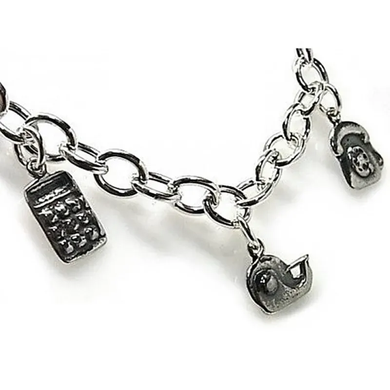 Pulsera plata Ley 925m asas fetiches dependienta colgando [AB4309]