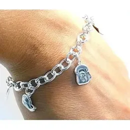 Pulsera plata Ley 925m asas fetiches dependienta colgando [AB4309]