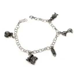 Pulsera plata Ley 925m fetiche 18.7cm. motivos explorador  [AB4894]