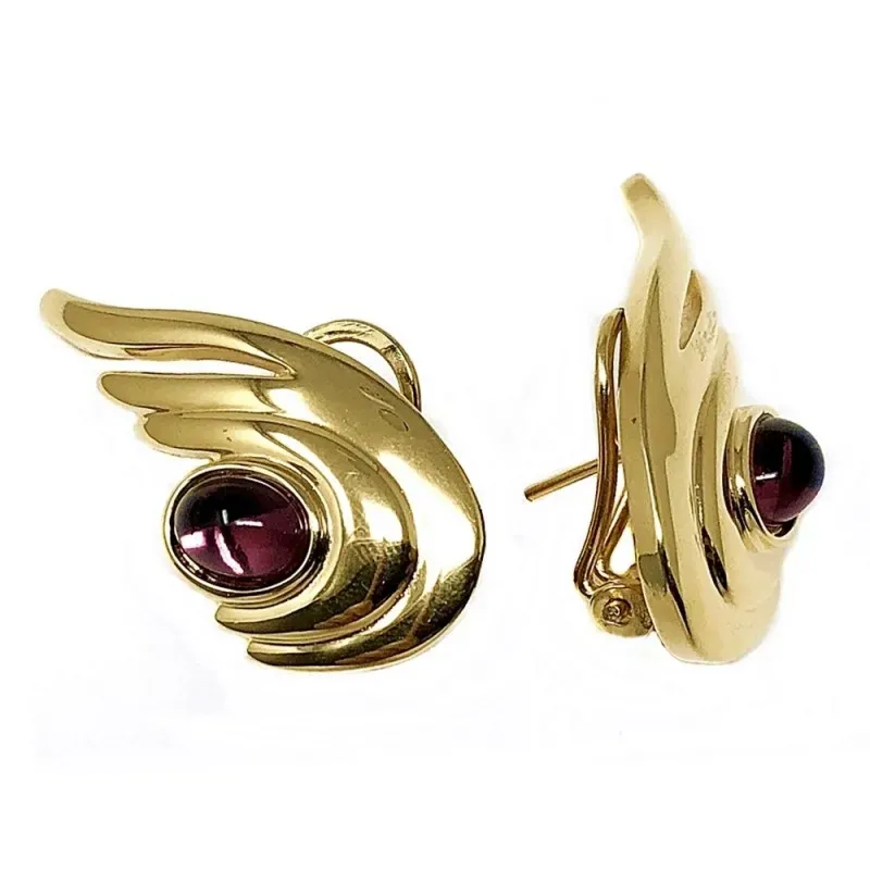 Pendientes bisutería metal dorados ala 34mm. piedra morada [AB4988]
