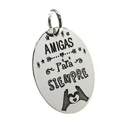 Colgante plata Ley 925m chapa oval AMIGAS PARA SIEMPRE [AB5382GR]