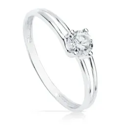 Solitario oro blanco 18k detalle circonita 4.5mm. tira doble [AB8756]