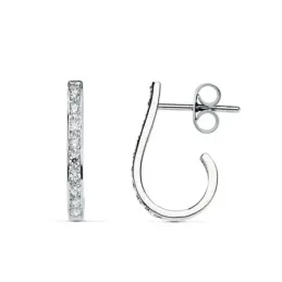 Pendientes oro blanco 18k 18mm. curva circonitas [AB8765]