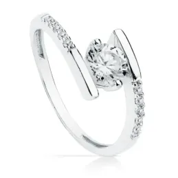 Solitario oro blanco 18k  circonita 5.5mm ancho cuerpo 1.5mm [AB8929]