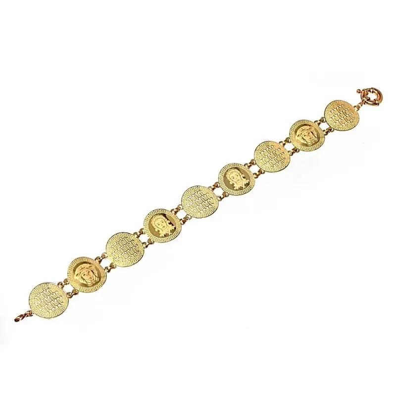 Pulsera oro 18k 20cm. monedas antiguas griegas láser [AC0030]