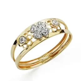 Sortija oro 18k bicolor motivo flores circonitas [AC0156]